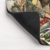 ヴィンテージクリスマス、幸せな家族ラッピングギフト マウスパッド (コーナー)