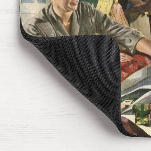 ヴィンテージクリスマス、幸せな家族ラッピングギフト マウスパッド (コーナー)