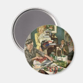 ヴィンテージクリスマス、幸せな家族ラッピングギフト マグネット (正面/裏面)