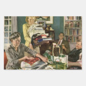 ヴィンテージクリスマス、幸せな家族ラッピングギフト ラッピングペーパーシート (正面3)