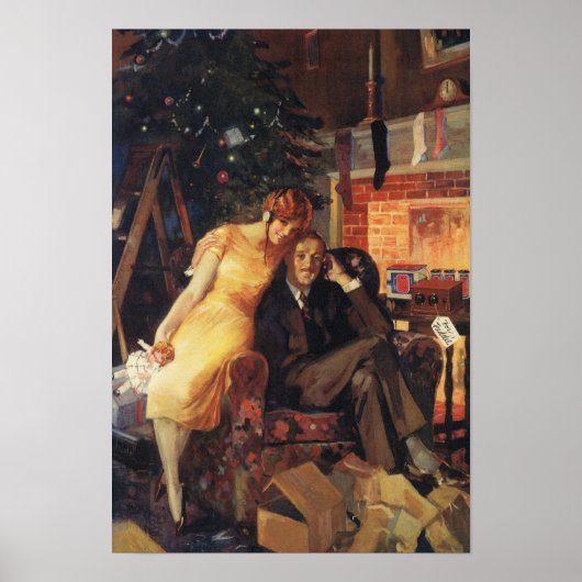 ヴィンテージクリスマス、愛とロマンスのカップル ポスター (正面)