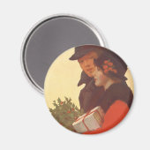 ヴィンテージクリスマス、愛とロマンスのギフトショッピング マグネット (正面/裏面)