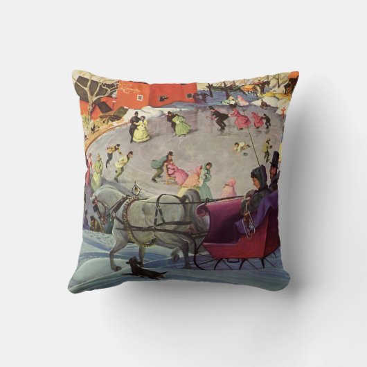 ヴィンテージクリスマス、愛とロマンスのスレッドライド クッション (裏面)