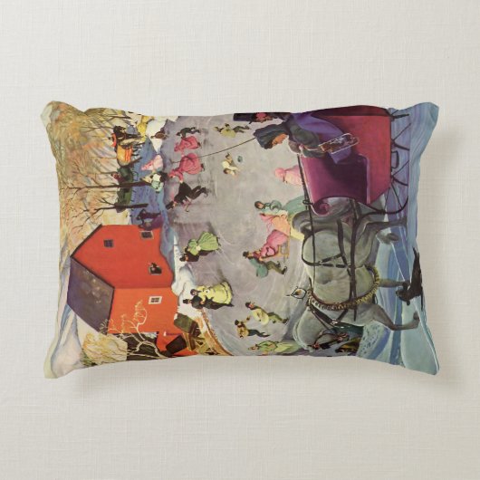 ヴィンテージクリスマス、愛とロマンスリーライド アクセントクッション (正面)