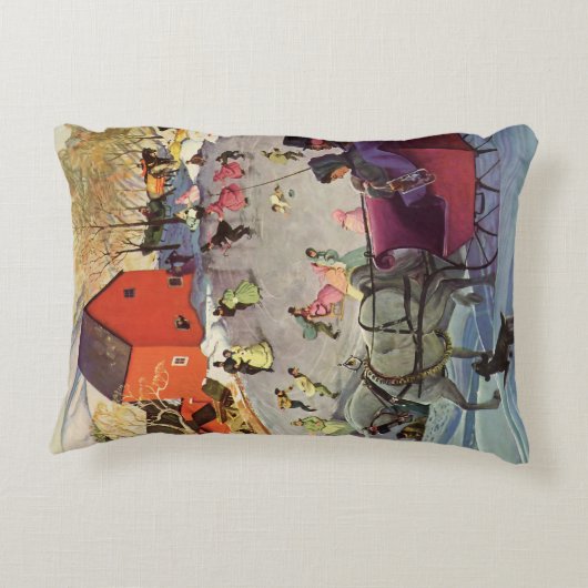 ヴィンテージクリスマス、愛とロマンスリーライド アクセントクッション (裏面)