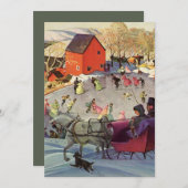 ヴィンテージクリスマス、愛とロマンスリーライド 招待状 (正面/裏面)