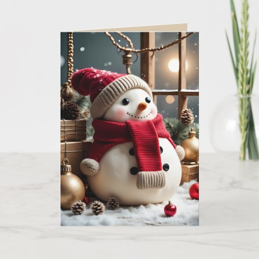 ヴィンテージクリスマス - 折りたたみ式グリーティングカード カード (正面)