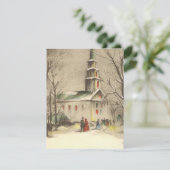 ヴィンテージクリスマス 教会の雪景色 招待状 (スタンド正面)