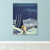 ヴィンテージクリスマス、星を持つスノーエンジェル キャンバスプリント (インサイチュ (ウッドフロア))