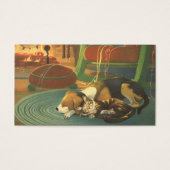 ヴィンテージクリスマス、暖炉で眠っている動物 (正面)