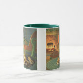 ヴィンテージクリスマス、暖炉で眠っている動物 マグカップ (中央)