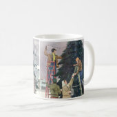 ヴィンテージクリスマス、木の上に家族のストリングライト コーヒーマグカップ (正面右)