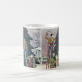 ヴィンテージクリスマス、木の上に家族のストリングライト コーヒーマグカップ (中央)