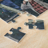 ヴィンテージクリスマス、木の上に家族のストリングライト ジグソーパズル (側面)