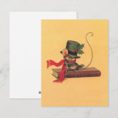 ヴィンテージクリスマス　本の上のキュートなネズミ シーズンカード (正面/裏面)