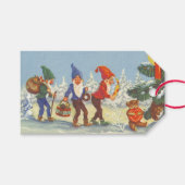 ヴィンテージクリスマス 森の雪とエルフ 冬 ギフトタグ (正面(横))