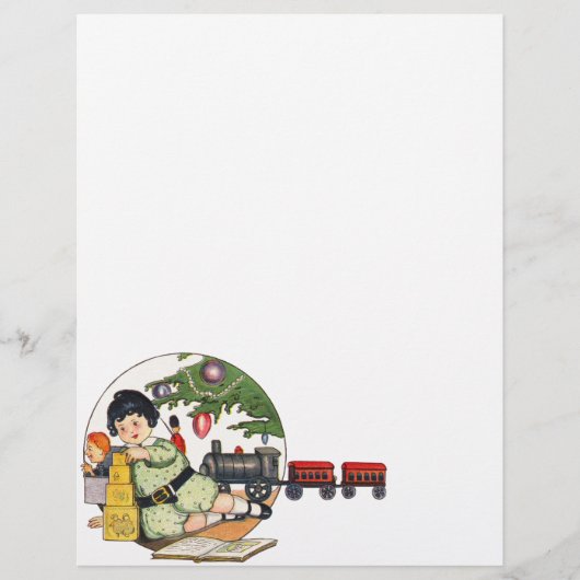 ヴィンテージクリスマス、楽しい少年がおもちゃで遊ぶ チラシ (正面)