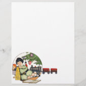 ヴィンテージクリスマス、楽しい少年がおもちゃで遊ぶ チラシ (裏面)