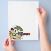 ヴィンテージクリスマス、楽しい少年がおもちゃで遊ぶ チラシ (手)