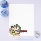 ヴィンテージクリスマス、楽しい少年がおもちゃで遊ぶ チラシ (シングル)