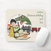 ヴィンテージクリスマス、楽しい少年がおもちゃで遊ぶ マウスパッド (マウス)