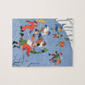 ヴィンテージクリスマス、湖の子ども氷のスケートで滑る ジグソーパズル (横)