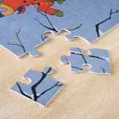 ヴィンテージクリスマス、湖の子ども氷のスケートで滑る ジグソーパズル (側面)