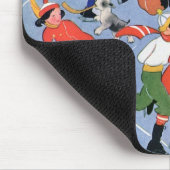 ヴィンテージクリスマス、湖の子ども氷のスケートで滑る マウスパッド (コーナー)