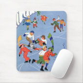 ヴィンテージクリスマス、湖の子ども氷のスケートで滑る マウスパッド (マウス)