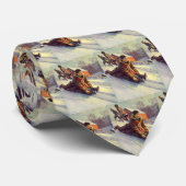 ヴィンテージクリスマス、父と娘そり ネクタイ (ロール)