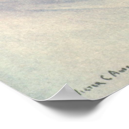 ヴィンテージクリスマス、父と娘そり ポスター (角)