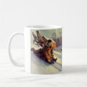 ヴィンテージクリスマス、父と娘のスレッジング コーヒーマグカップ (左)