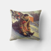 ヴィンテージクリスマス、父と娘のスレッジ クッション (裏面)