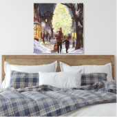 ヴィンテージクリスマス、父と子供たちのショッピング キャンバスプリント (インサイチュ (寝室))