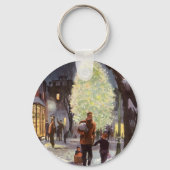 ヴィンテージクリスマス、父親のショッピングと子供 キーホルダー (正面)