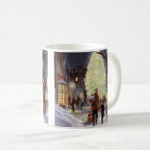 ヴィンテージクリスマス、父親のショッピングと子供 コーヒーマグカップ (正面右)