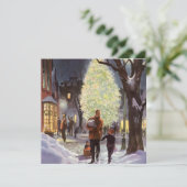 ヴィンテージクリスマス、父親のショッピングと子供 シーズンカード (スタンド正面)