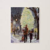 ヴィンテージクリスマス、父親のショッピングと子供 ジグソーパズル (縦)