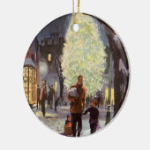 ヴィンテージクリスマス、父親のショッピングと子供 セラミックオーナメント (左)