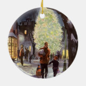 ヴィンテージクリスマス、父親のショッピングと子供 セラミックオーナメント (裏面)