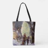 ヴィンテージクリスマス、父親のショッピングと子供 トートバッグ (裏面)