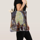 ヴィンテージクリスマス、父親のショッピングと子供 トートバッグ (クローズアップ)