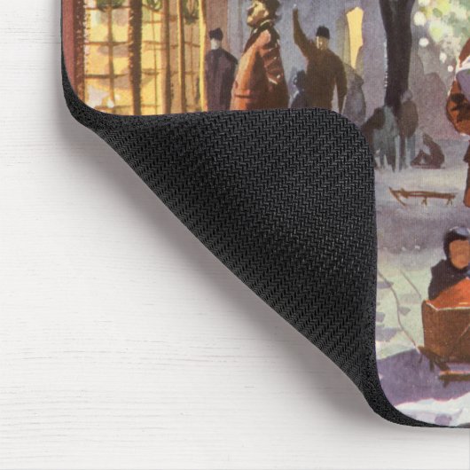 ヴィンテージクリスマス、父親のショッピングと子供 マウスパッド (コーナー)