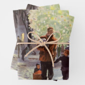 ヴィンテージクリスマス、父親のショッピングと子供 ラッピングペーパーシート (インサイチュ)