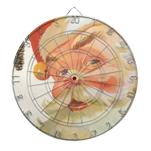 ヴィンテージクリスマス、秘密を持つ陽気なサンタクロース ダーツボード (正面)