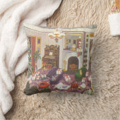 ヴィンテージクリスマス、窓にリースのある家 クッション (ブランケット)