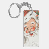 ヴィンテージクリスマス、笑顔のサンタクロース キーホルダー (正面左)