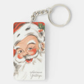ヴィンテージクリスマス、笑顔のサンタクロース キーホルダー (裏面)