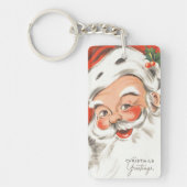 ヴィンテージクリスマス、笑顔のサンタクロース キーホルダー (正面)