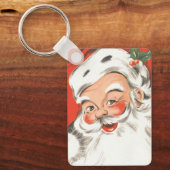 ヴィンテージクリスマス、笑顔のサンタクロース キーホルダー (正面)